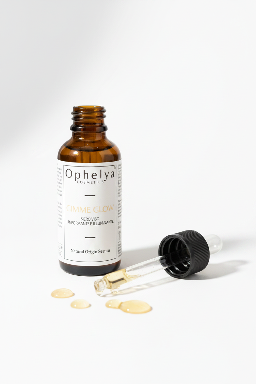 GIMME GLOW siero viso uniformante 50ml su sfondo bianco - Ophelya Cosmetics